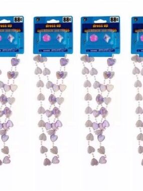 Purple Heart Bead Garland Chunky Strand for kids